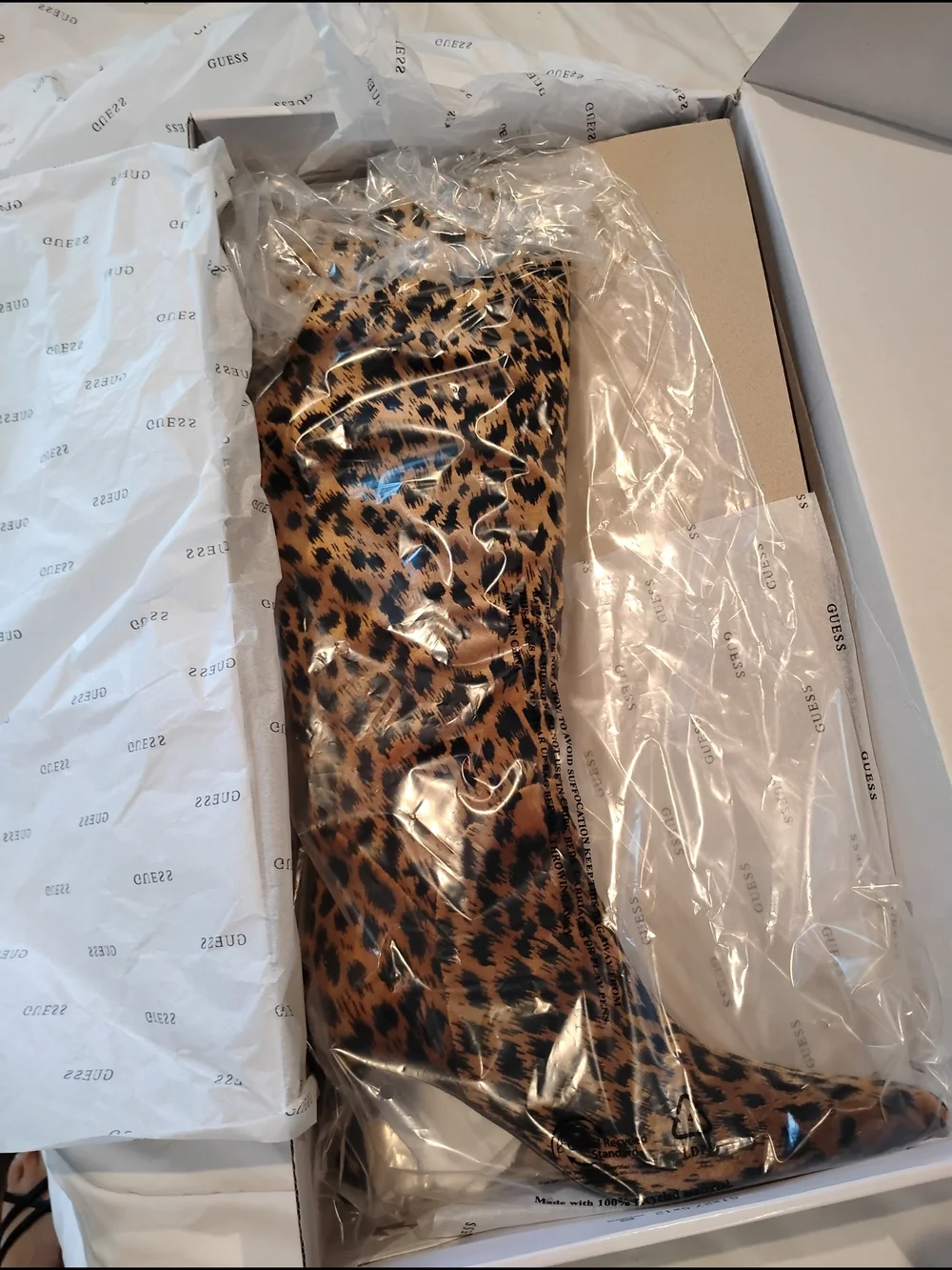 Guess Leopard-Print Over-the-Knee Stiletto Boots - Tan/Black